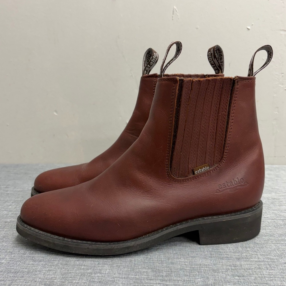 Establo Chelsea Boots Mens 8.5 Brown Leather 22040-27 Anti Slip Work Boots
